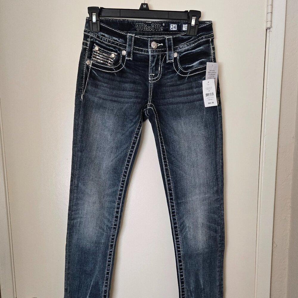 Miss Me Signature Skinny Embellished Low Rise Western Jeans Women's Size 24